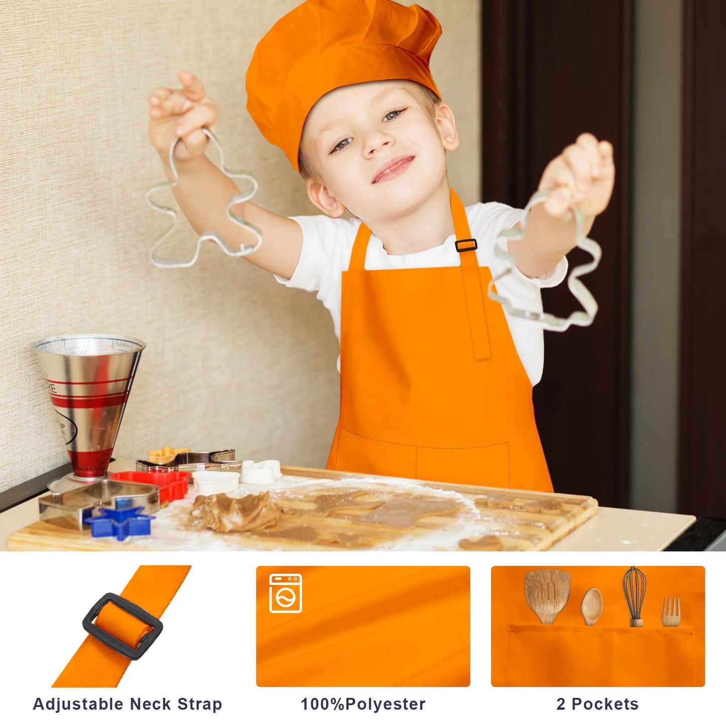 IAGBIBUI Kids Apron & Chef Hat Set – 24-Piece Adjustable Cooking & Art Kit (6-13 Years)