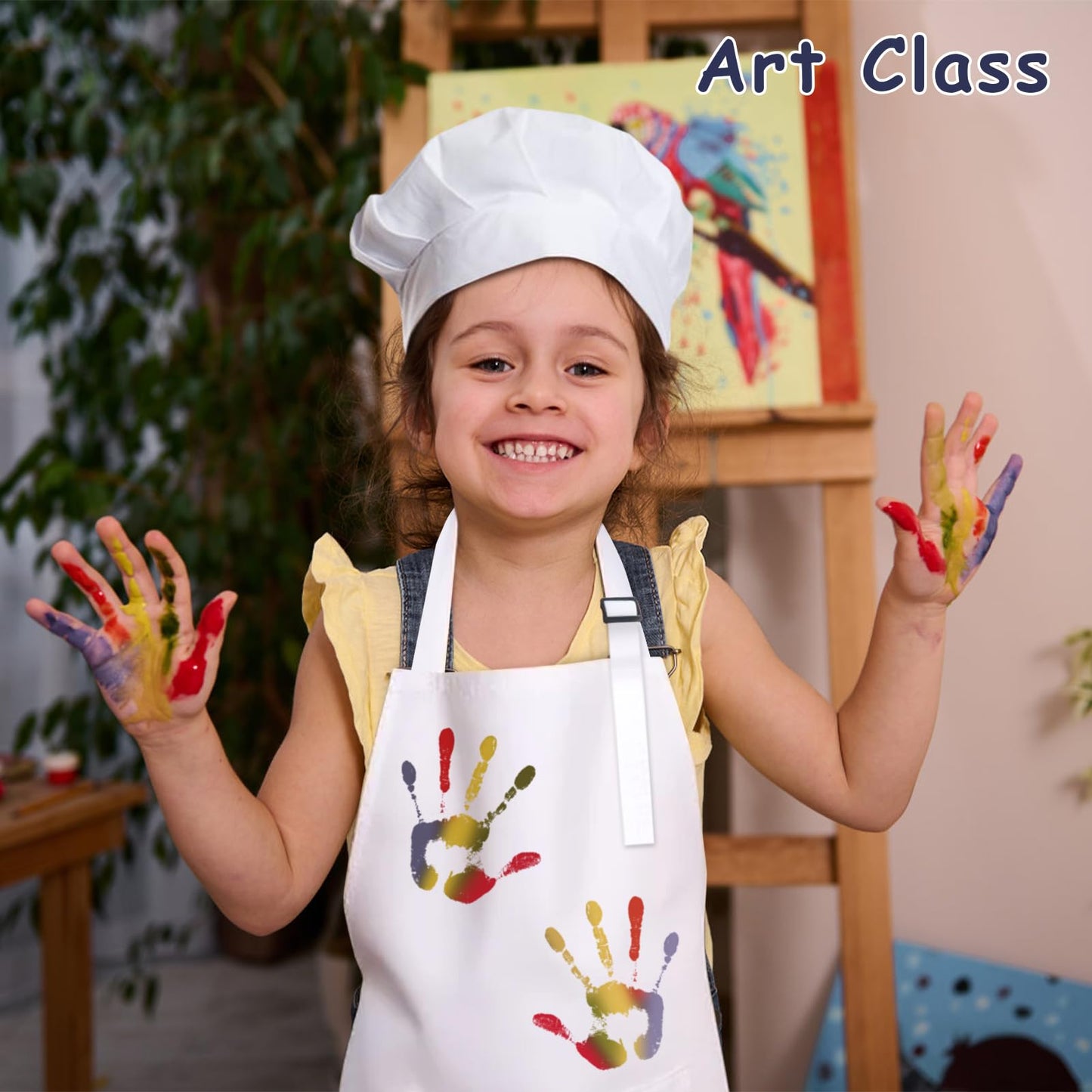 IAGBIBUI Kids Apron & Chef Hat Set – 16 Pieces, Ages 6-13, White