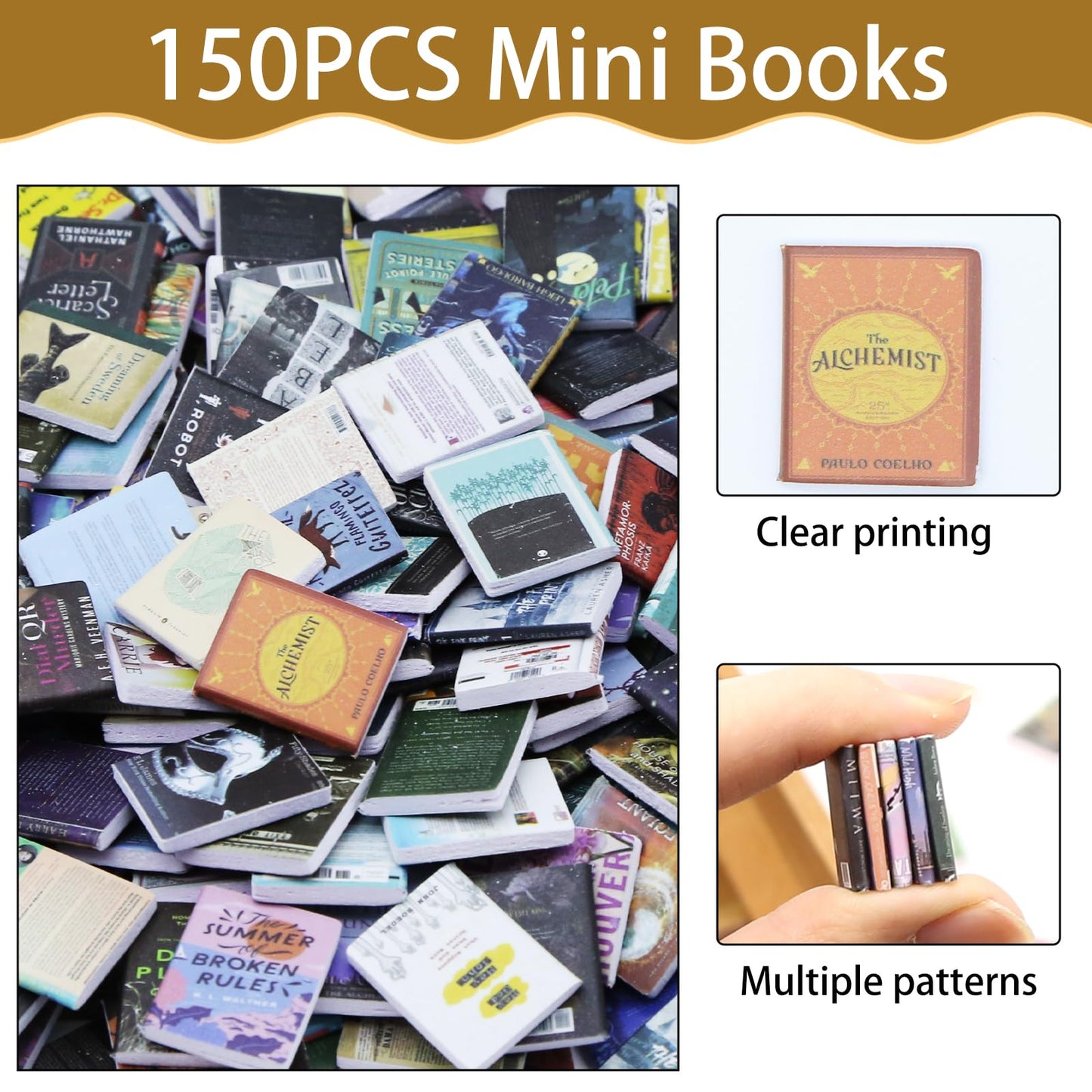 IAIHBBLY 150 Pcs Mini Books for Dollhouse - Realistic Foam Miniature Book Set for Crafts & Decor
