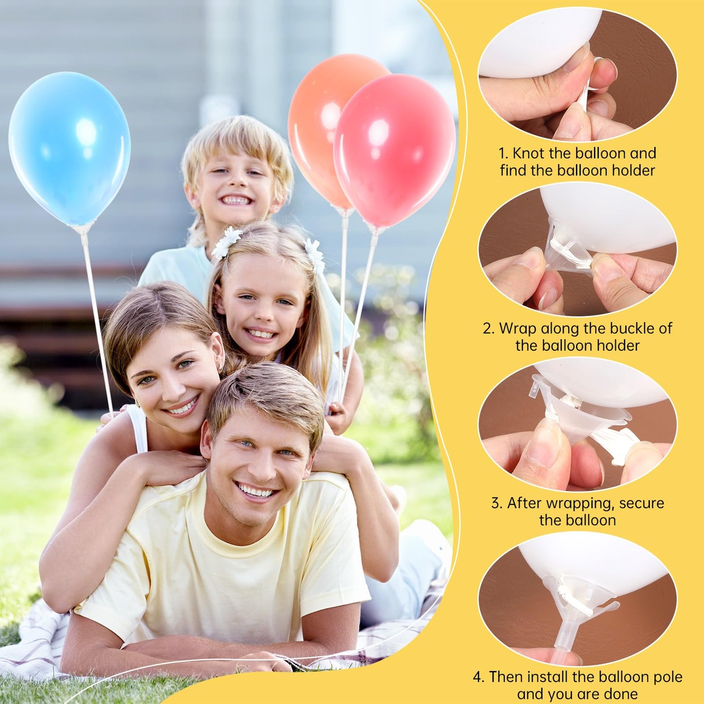 IANFAN 30 Pcs Balloon Sticks with Holders – Clear Plastic Balloon Holder Sticks for Parties