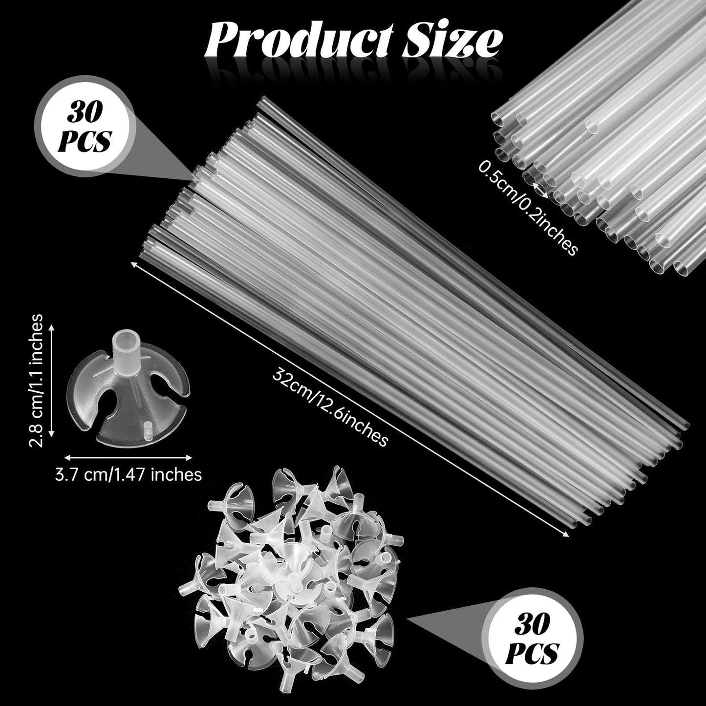 IANFAN 30 Pcs Balloon Sticks with Holders – Clear Plastic Balloon Holder Sticks for Parties