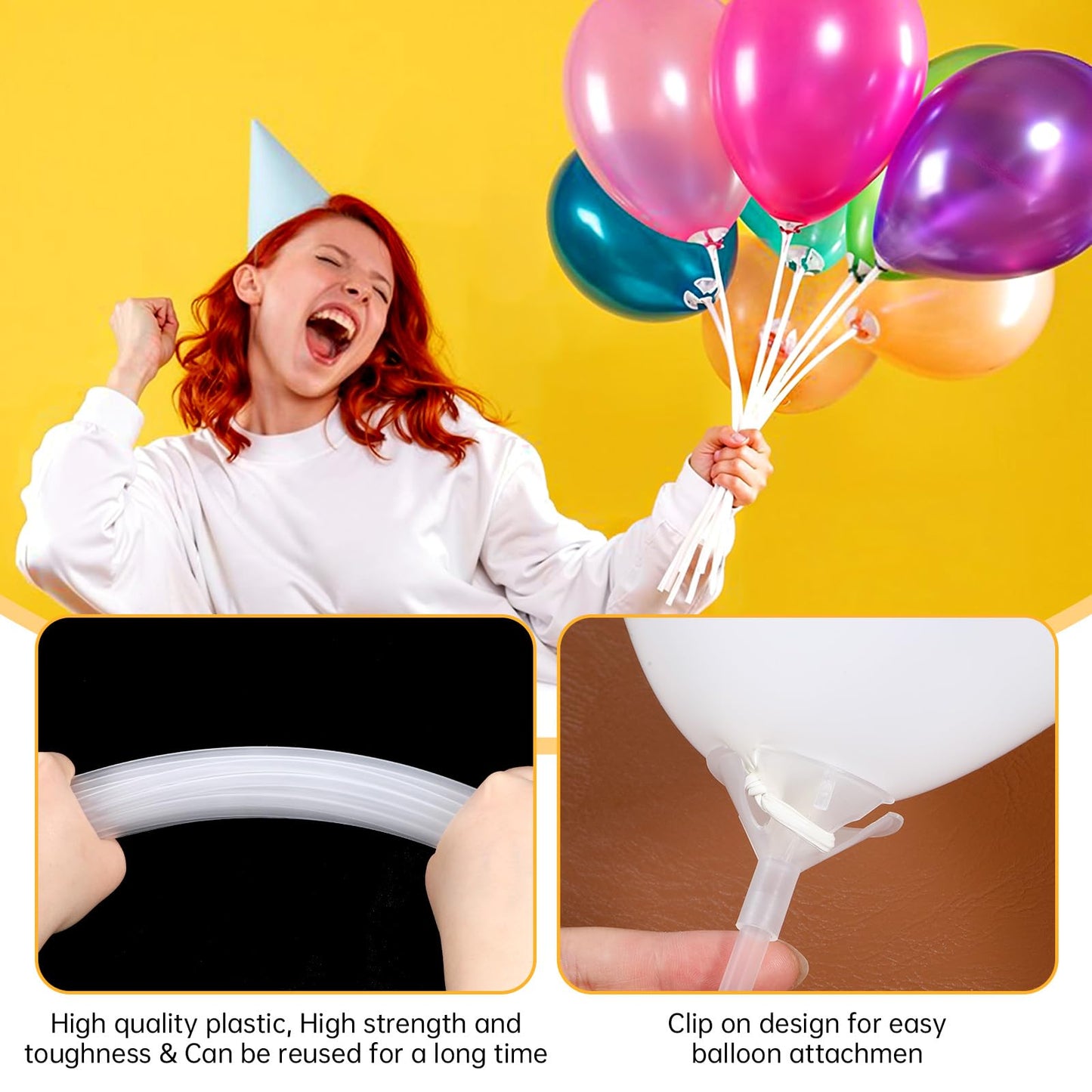 IANFAN 30 Pcs Balloon Sticks with Holders – Clear Plastic Balloon Holder Sticks for Parties