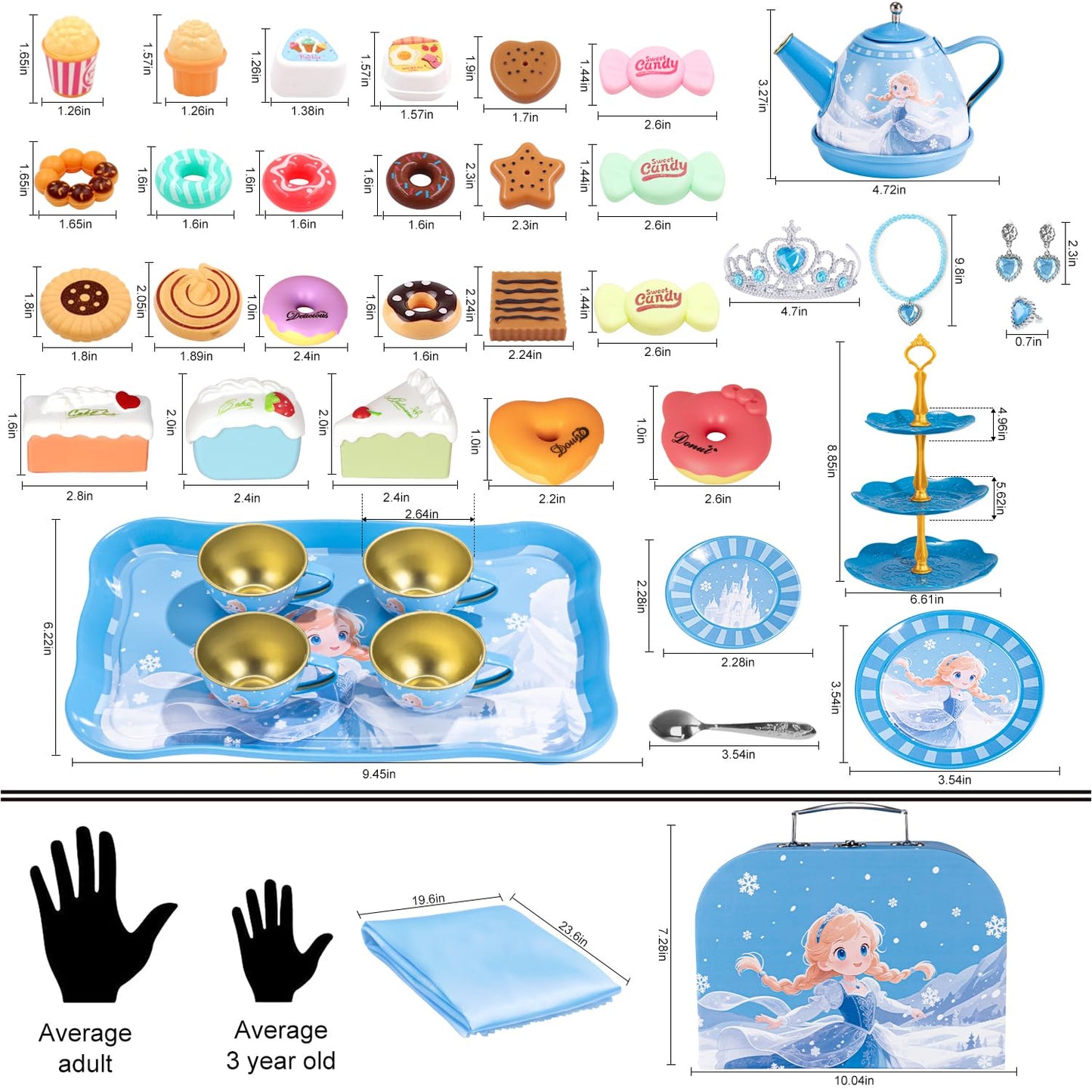 iAOVUEBY Tea Party Set for Little Girls – 49-Piece Princess Tea Time Toys with Carrying Case (Ages 3-8)