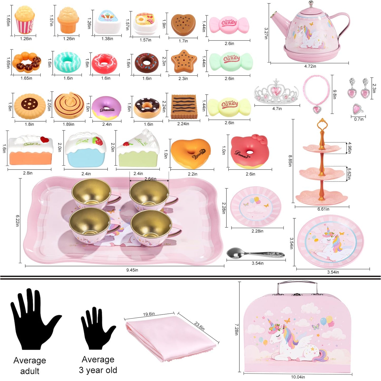 iAOVUEBY 49-Piece Tea Party Set for Little Girls | Princess Pretend Play Toys, Ages 3-8