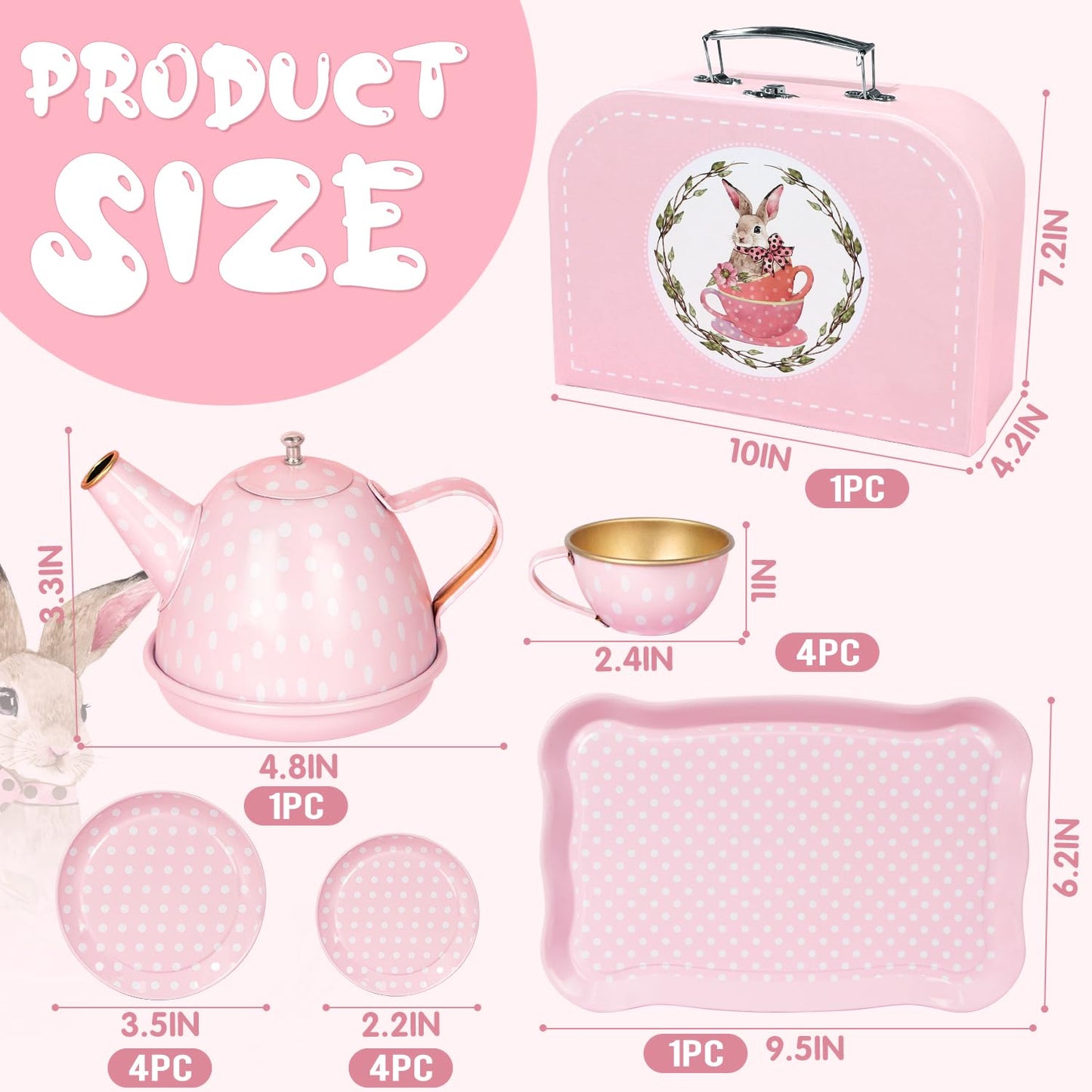 iAOVUEBY Tea Party Set for Little Girls | Princess Pretend Play Tin Teapot Kit
