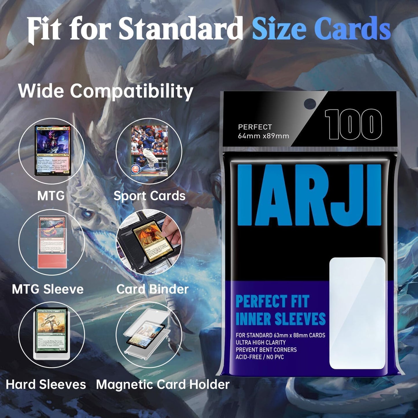 IARJI 5000-Count Perfect Fit Card Sleeves – Exact Fit Inner Sleeves for MTG, PKM, TCG