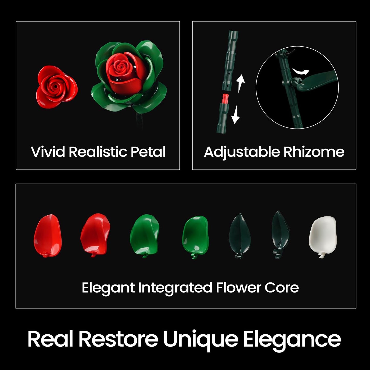 iATOM Valentines Flower Bouquet Building Set – Artificial Roses for Home Decor
