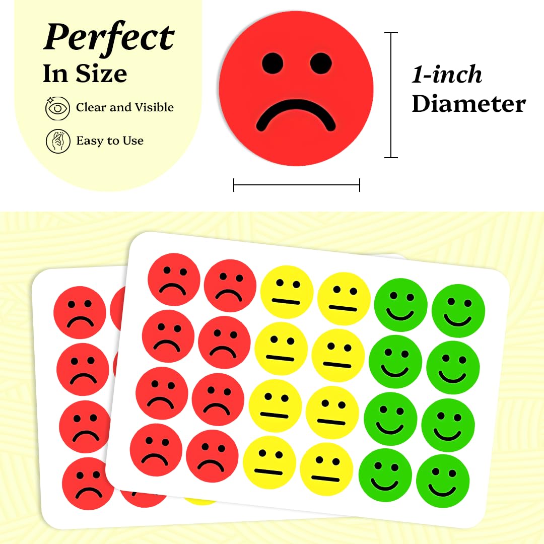 IBAKE 1000 PCS Smiley Face Stickers – 1 Inch Mood Emoji Sticker Roll for Teachers, Classrooms & Journals