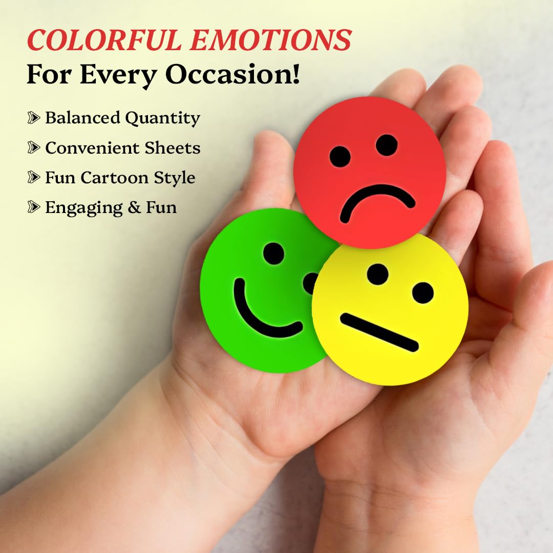 IBAKE 1000 PCS Smiley Face Stickers – 1 Inch Mood Emoji Sticker Roll for Teachers, Classrooms & Journals