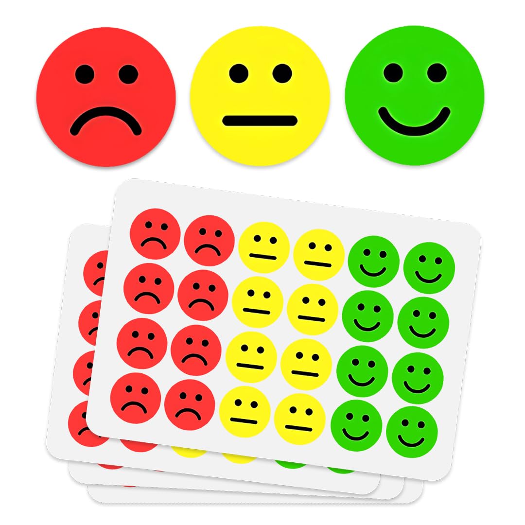 IBAKE 1000 PCS Smiley Face Stickers – 1 Inch Mood Emoji Sticker Roll for Teachers, Classrooms & Journals