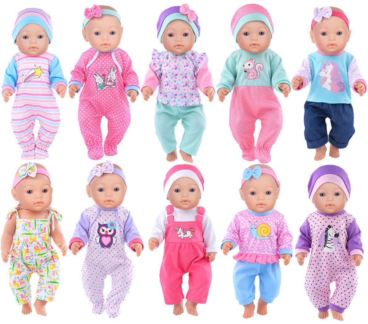 iBayda 10 Sets Doll Clothes & Accessories for 14–17 Inch Dolls (35–43 cm) – Doll Not Included