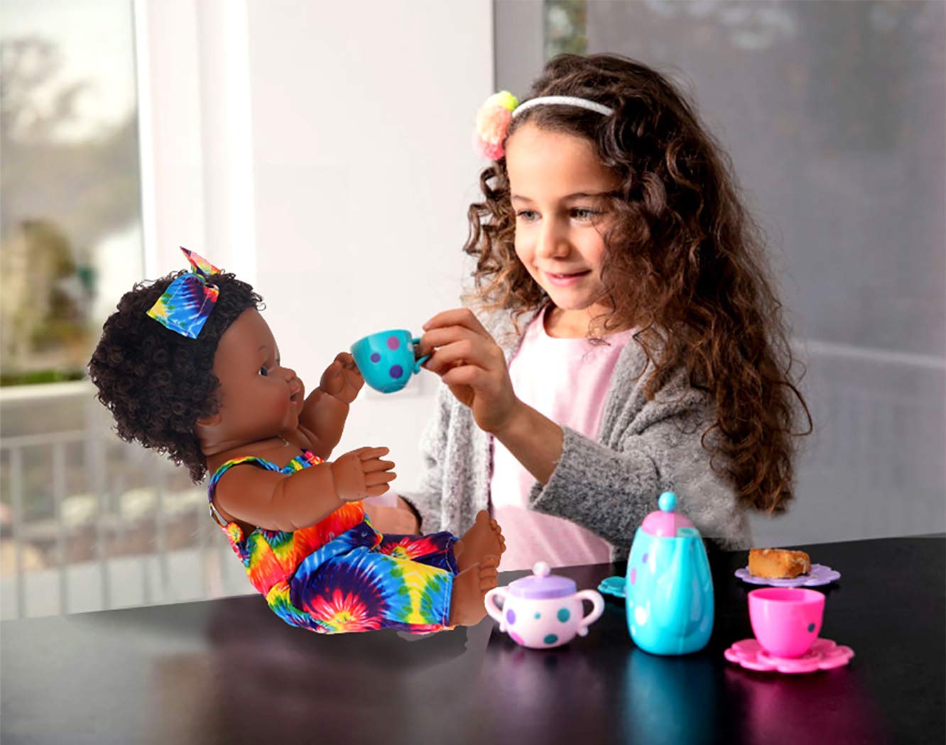 iBayda One-Piece 12-Inch Realistic Black Baby Doll with 2 Outfits – Washable Vinyl, African-American Toy
