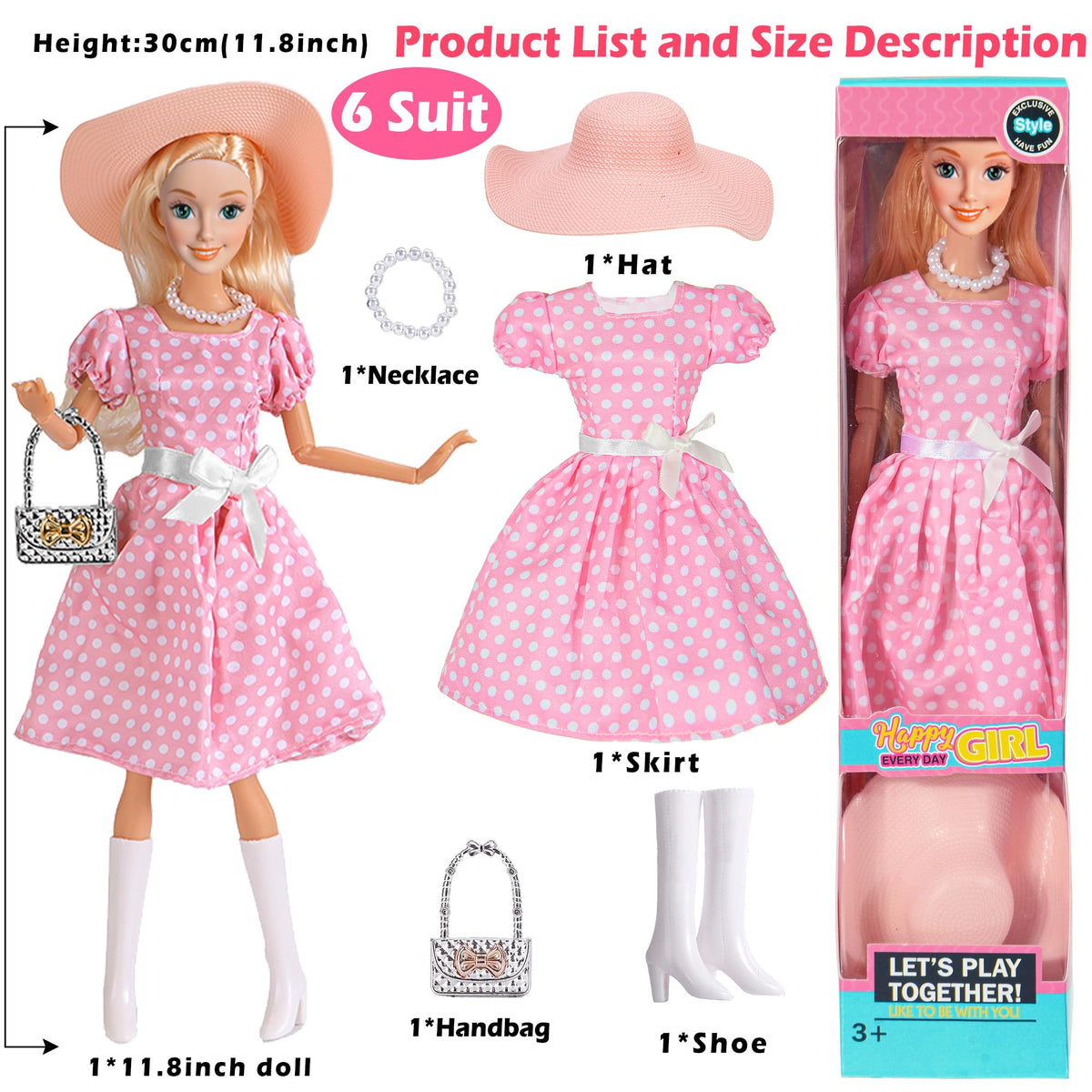 iBayda 6 Pack Fashion Dolls – 11.5-inch Princess Dolls with Outfits, Accessories & Gift Box