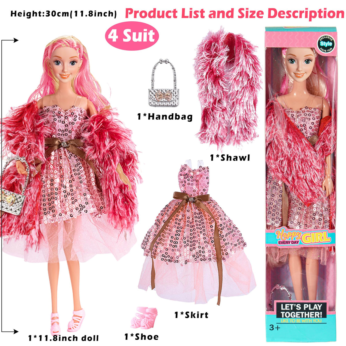 iBayda 6 Pack Fashion Dolls – 11.5-inch Princess Dolls with Outfits, Accessories & Gift Box