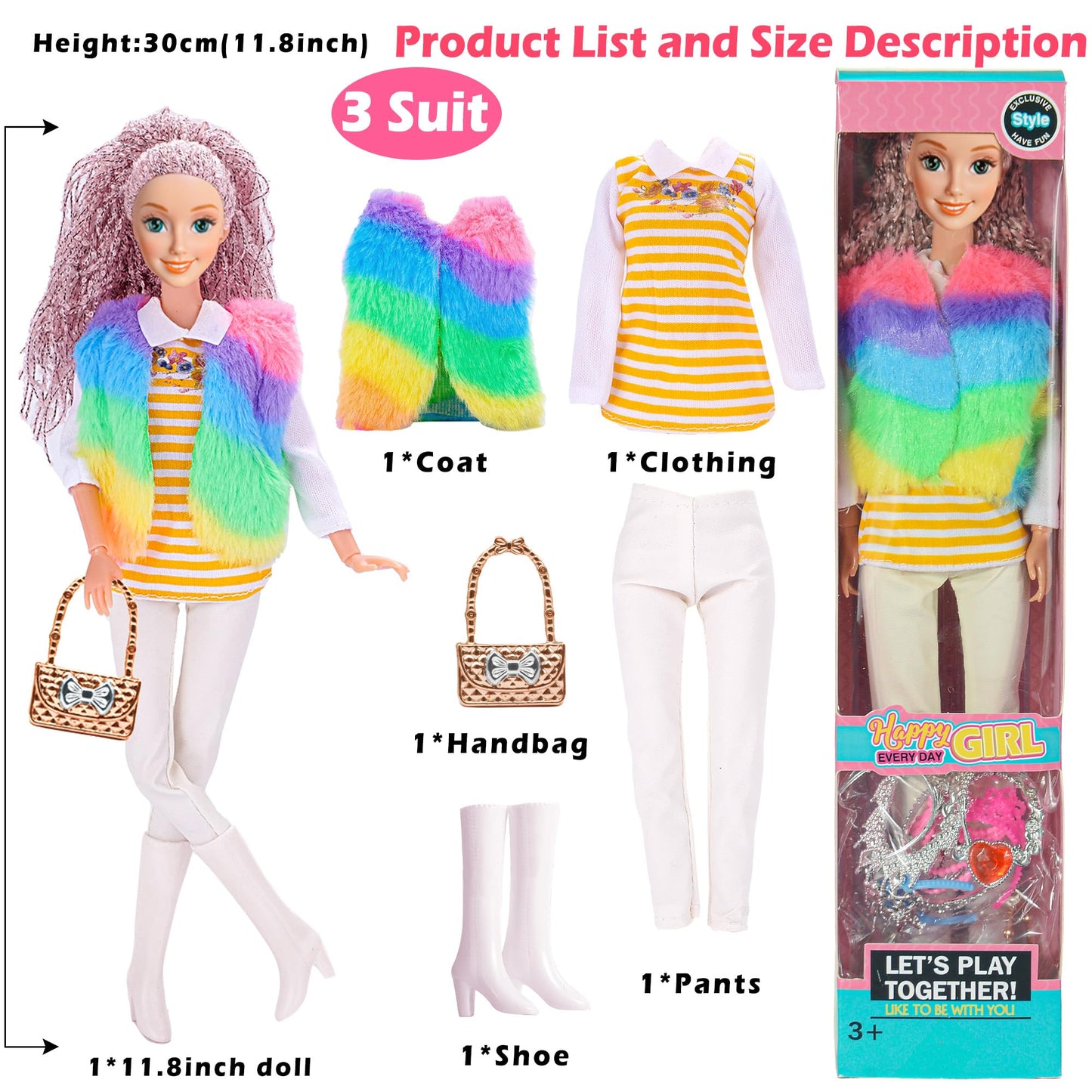 iBayda 6 Pack Fashion Dolls – 11.5-inch Princess Dolls with Outfits, Accessories & Gift Box