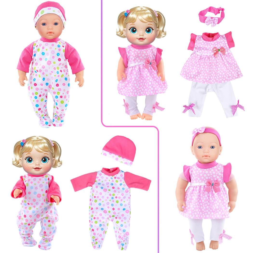 iBayda 10 Sets Doll Clothes & Accessories for 10/12/14-Inch Dolls – Hats & Headbands