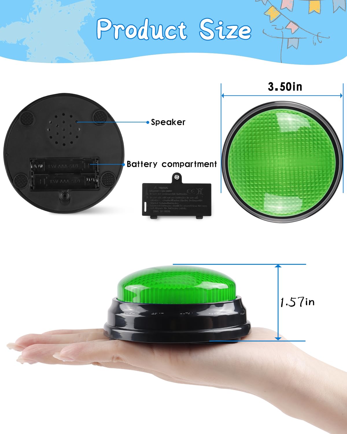 IBLESSU 2-Pack Buzzers for Trivia Games with Lights and Sound | Classroom & Family Nights
