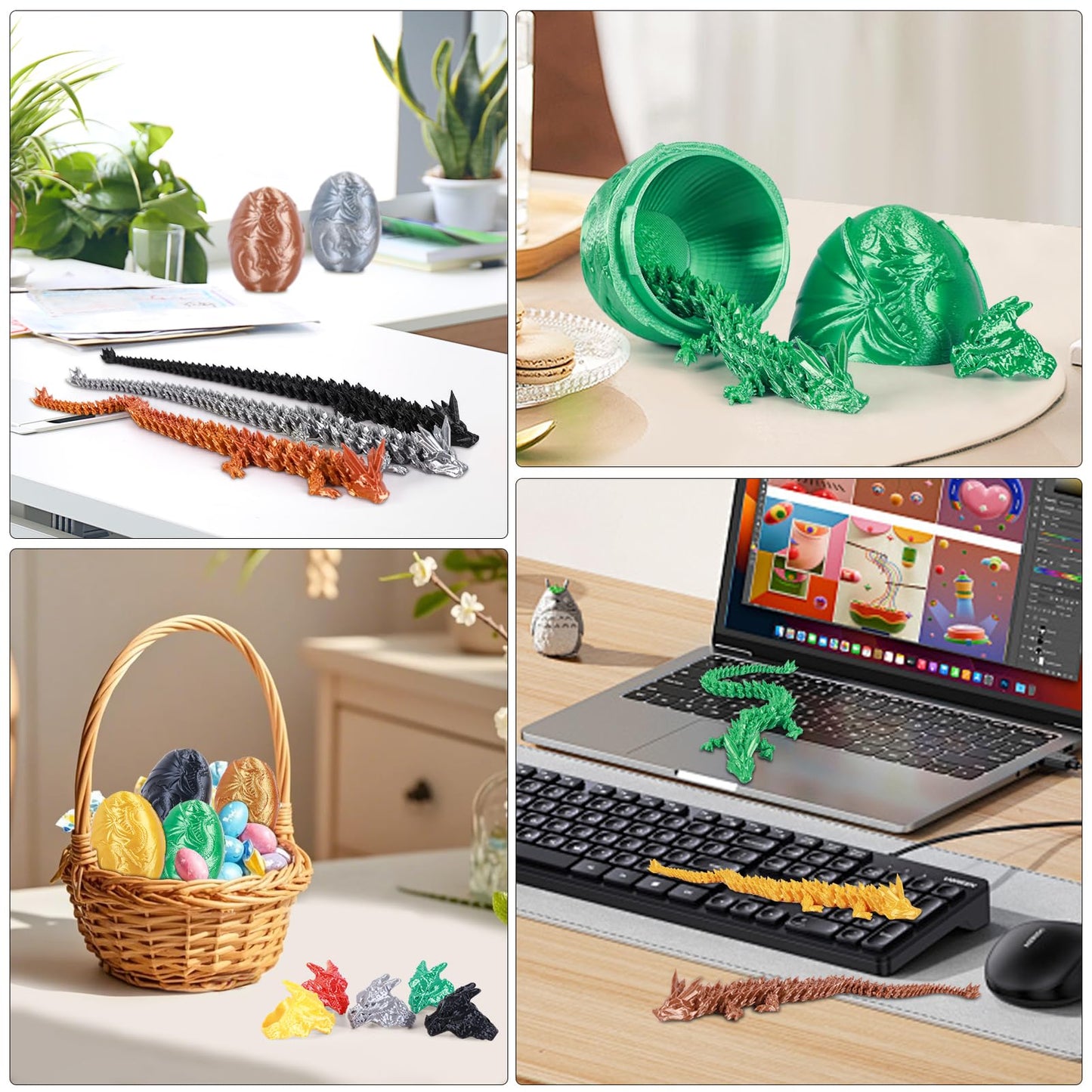 iBuddy 3D Printed Dragon Egg with Articulated Crystal Dragon & Ring – Surprise Gift Set