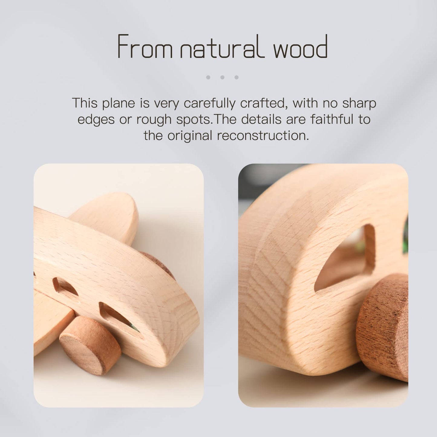 ibwaae Wooden Airplane Toys – Montessori Pull Car Set for Toddlers