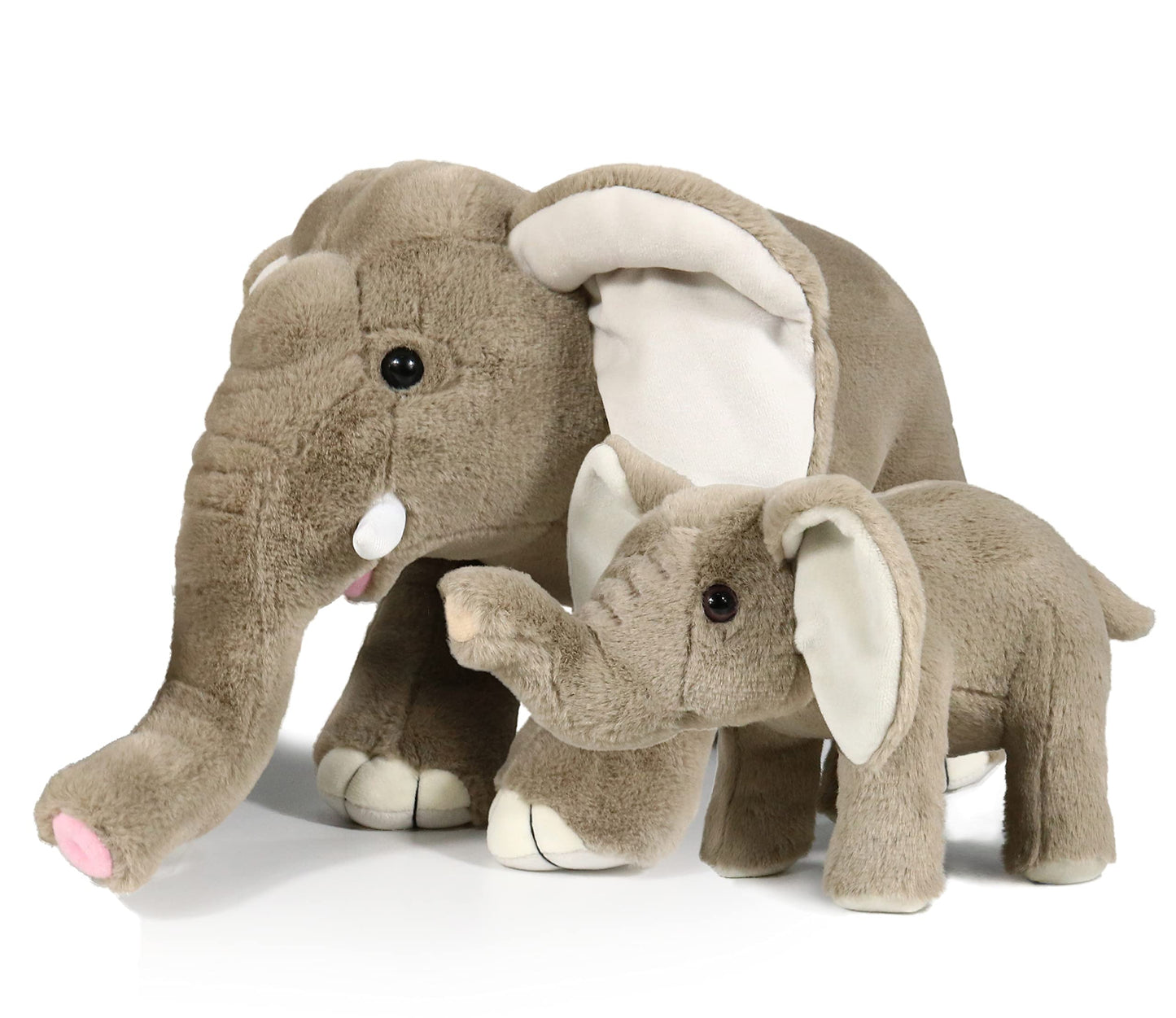Ice King Bear Mom & Baby Elephant Stuffed Animals Set | Plush Zoo Toys