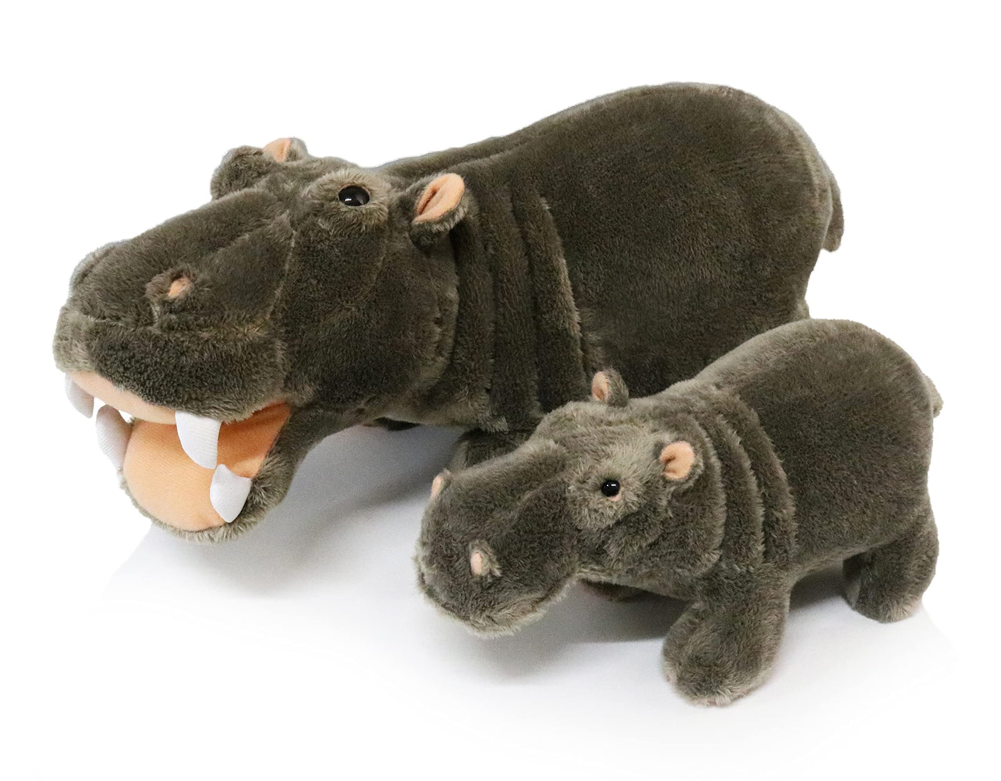 Ice King Bear Mom & Baby Hippo Plush Set – 14in & 8in Stuffed Animals