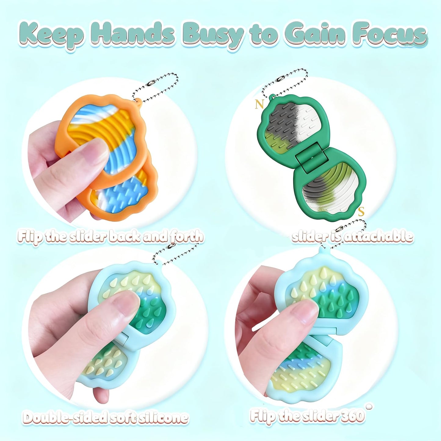 Iceacrin 3PC Silent Fidget Toys for Autism, Classroom Focus & Portable Sensory Tools