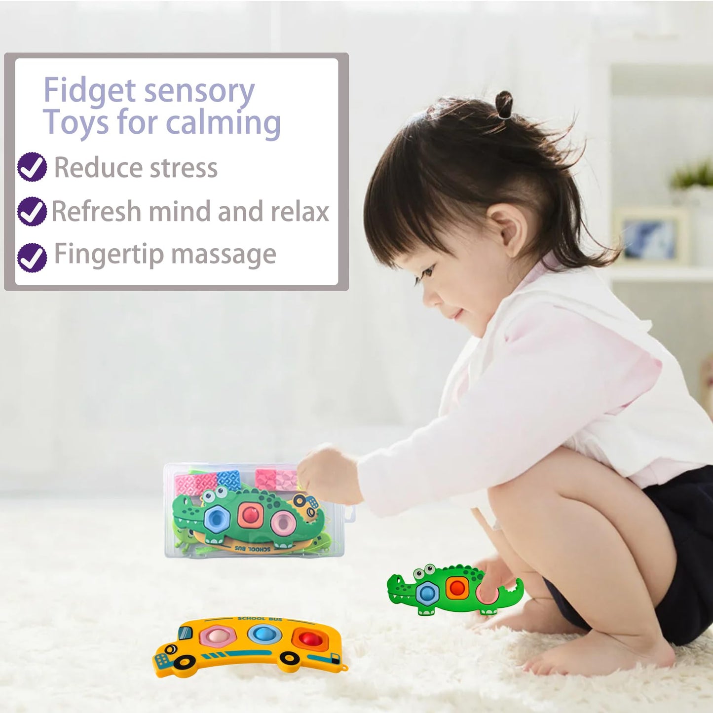 Iceacrin 7 Pcs Fidget Popper Sensory Toys for Travel and Classroom