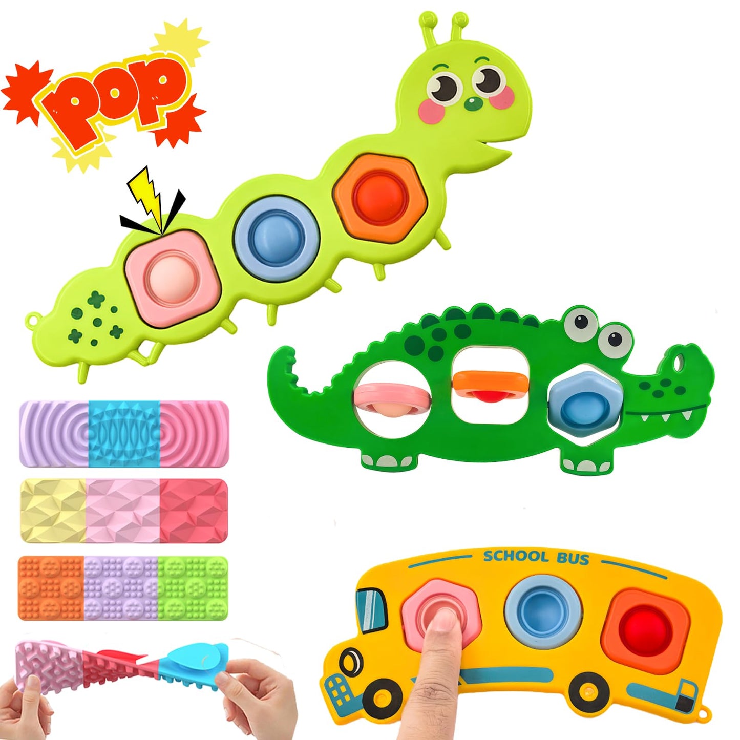 Iceacrin 7 Pcs Fidget Popper Sensory Toys for Travel and Classroom