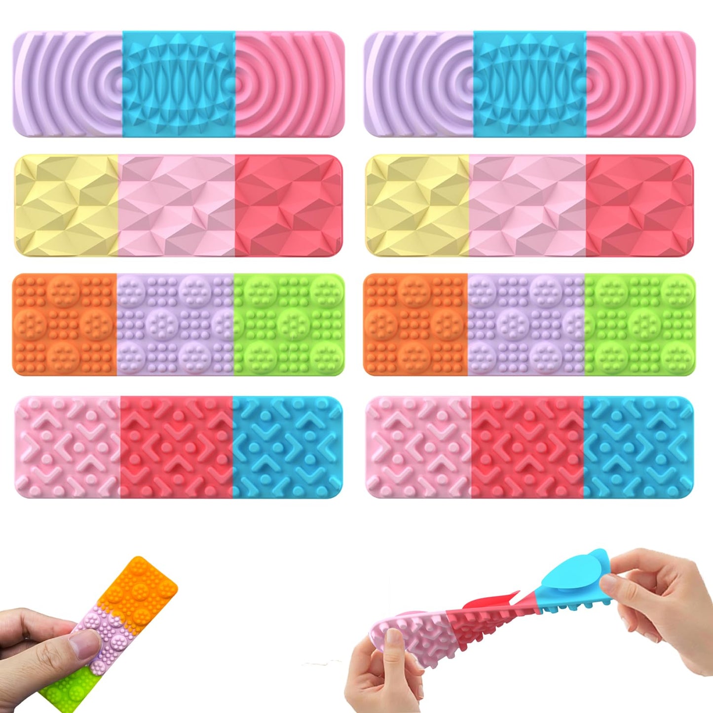 Iceacrin 8 Pack Sensory Strips – Fidget Toys for Autism, Anxiety Relief, Classroom & Travel