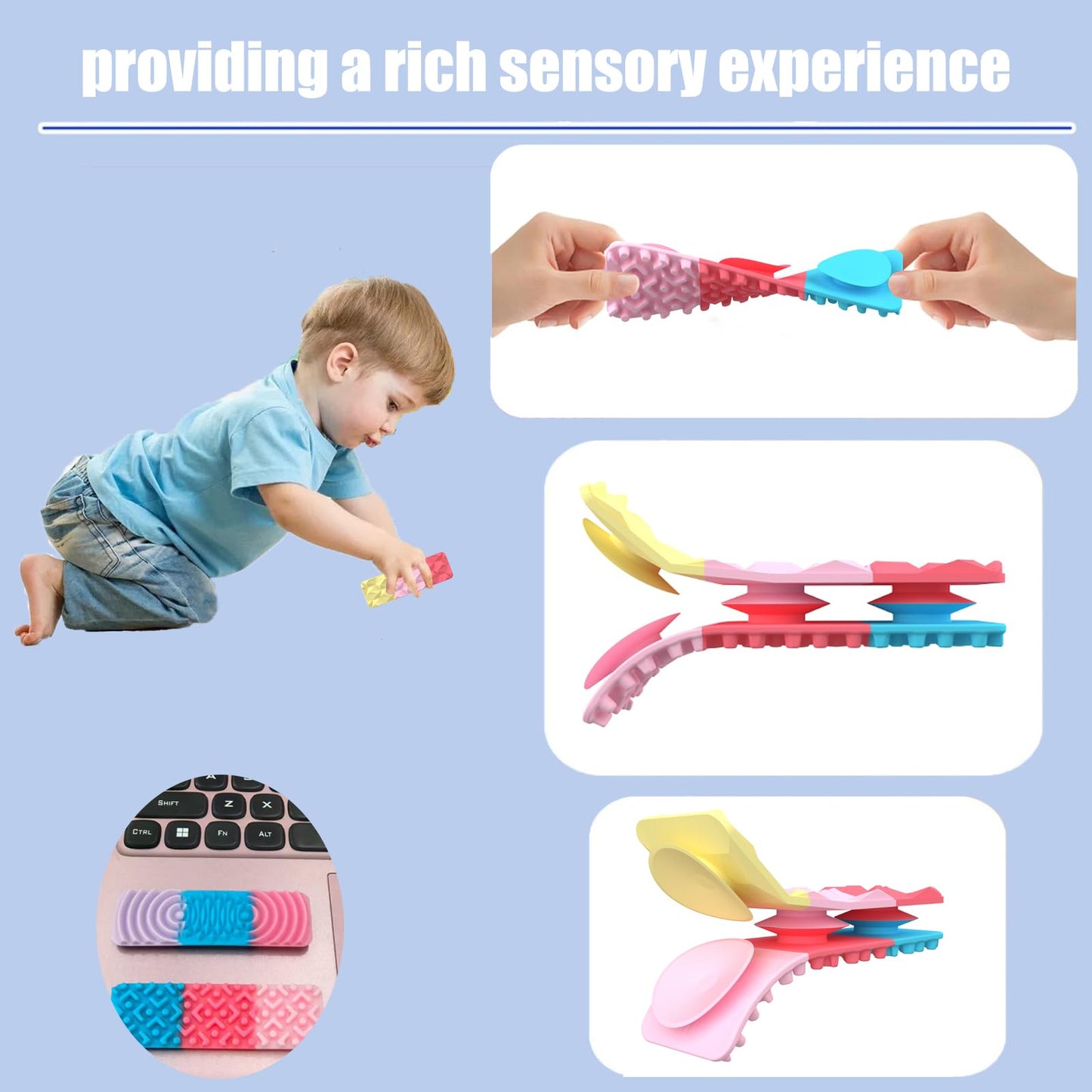 Iceacrin 8 Pack Sensory Strips – Fidget Toys for Autism, Anxiety Relief, Classroom & Travel
