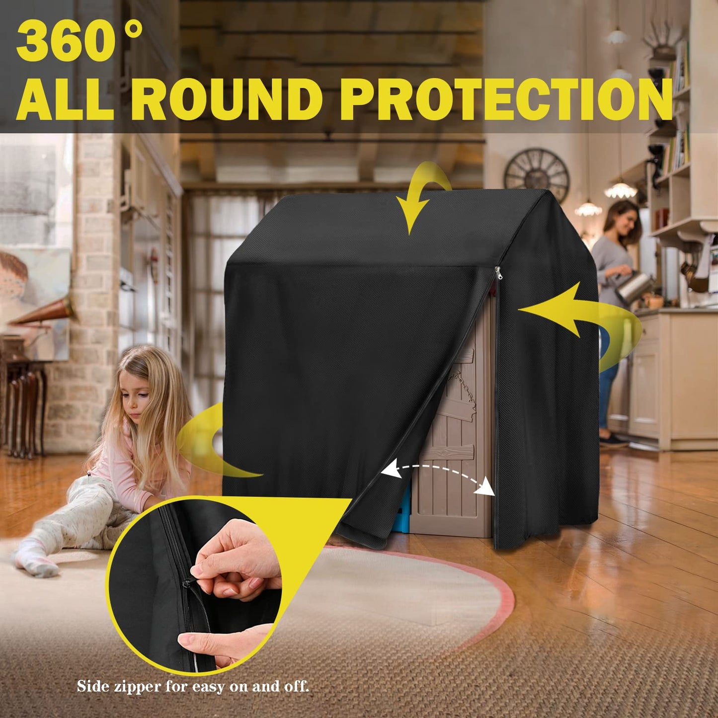 Iceberg Elf Playhouse Cover – Waterproof Outdoor Cover for 50x45x55 in Playhouses, Black, 640D Oxford