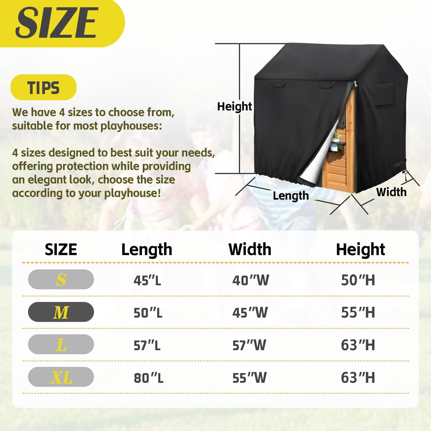 Iceberg Elf Playhouse Cover – Waterproof Outdoor Cover for 50x45x55 in Playhouses, Black, 640D Oxford