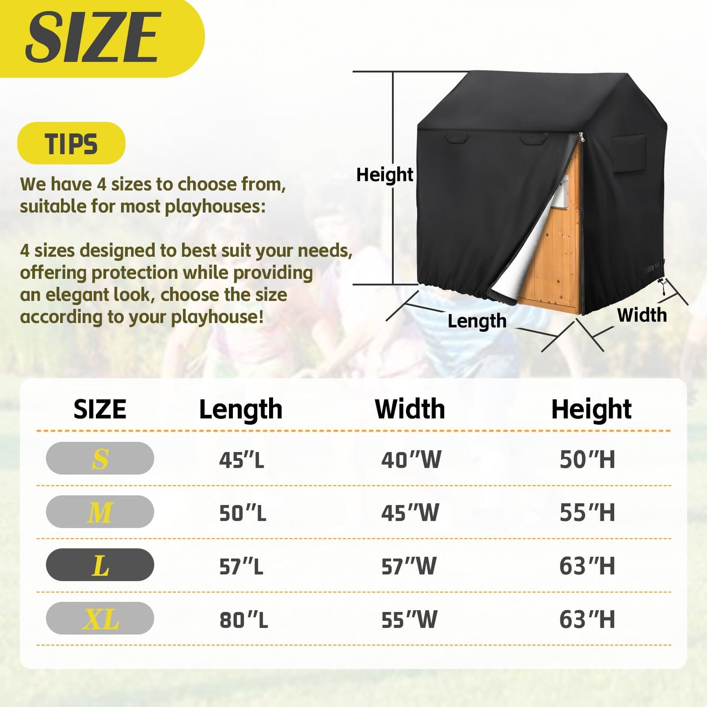 Iceberg Elf Playhouse Cover – Waterproof Outdoor Cover, 57 by 57 by 63 inches, Black