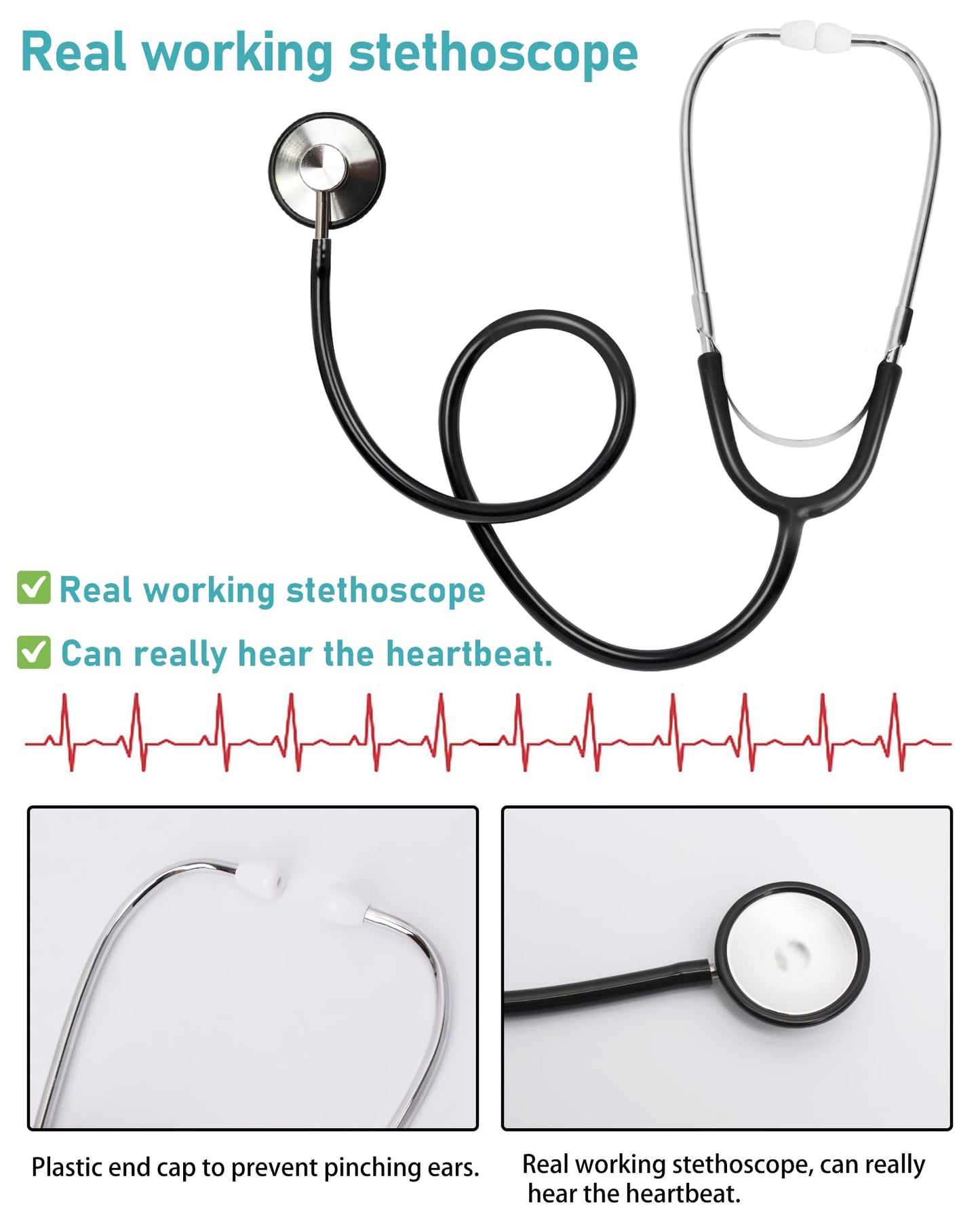ICECUTE Doctor Scrubs for Kids — 7-Piece Costume with Real Stethoscope (Green) 3–11 Years