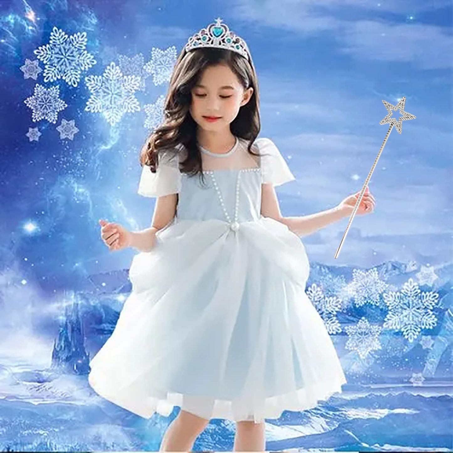 ICEYLI Star Wand 13-Inch Silver Fairy Wand for Princess Parties & Favors