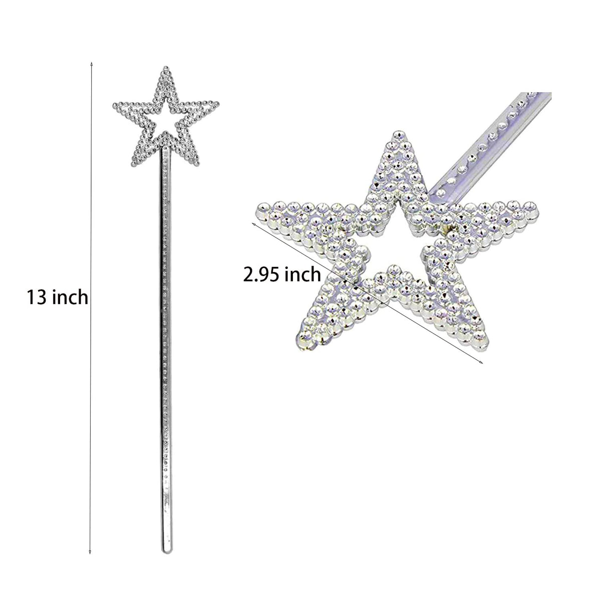 ICEYLI Star Wand 13-Inch Silver Fairy Wand for Princess Parties & Favors