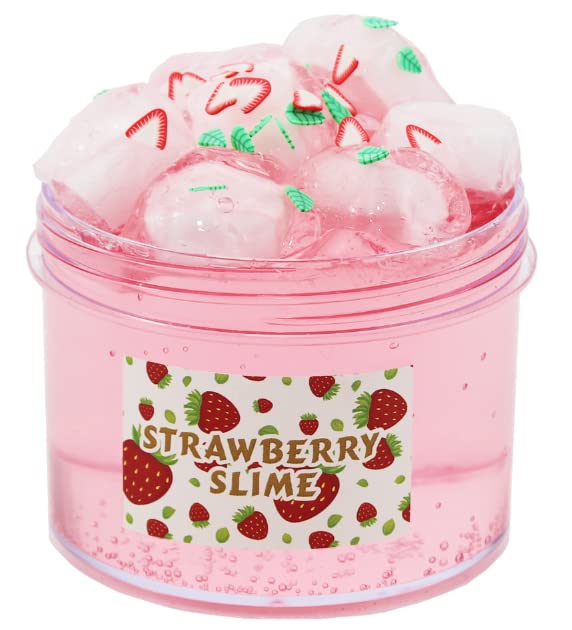 ICHICHI Strawberry Crunchy Slime Kit – Pink Glimmer 200ml, Gift & Party Favorite
