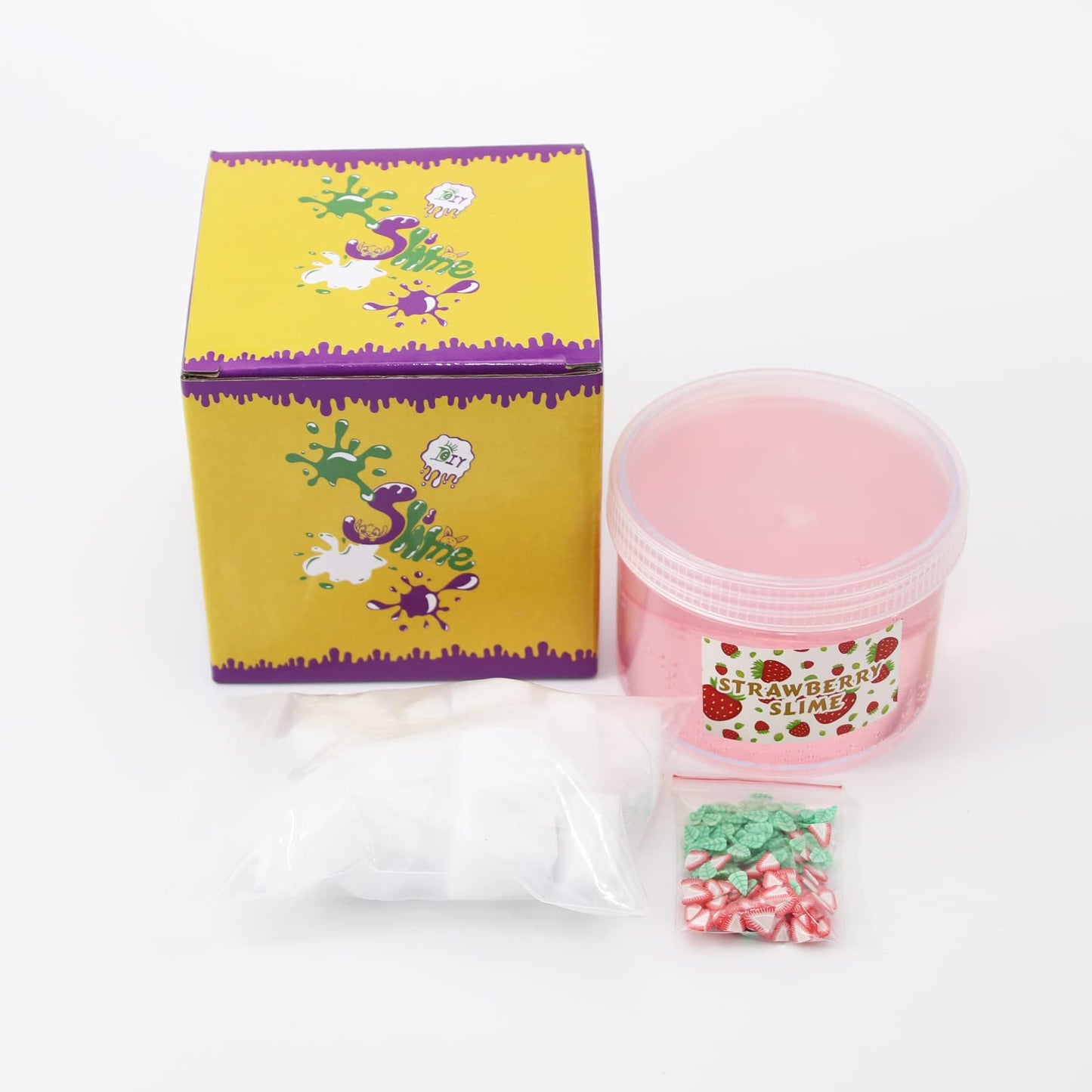 ICHICHI Strawberry Crunchy Slime Kit – Pink Glimmer 200ml, Gift & Party Favorite