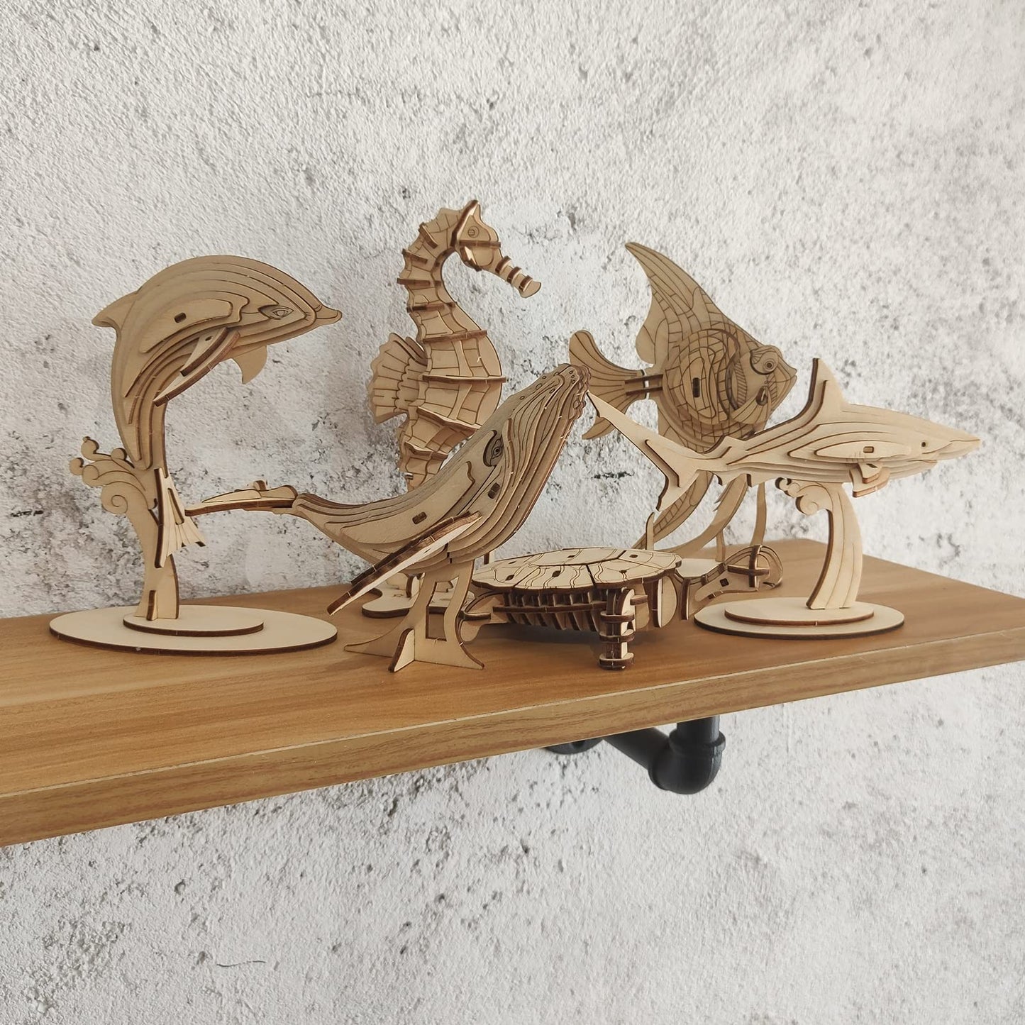 i-CHONY 3D Wooden Sea Animal Puzzle – 6-Piece Skeleton Model Kits
