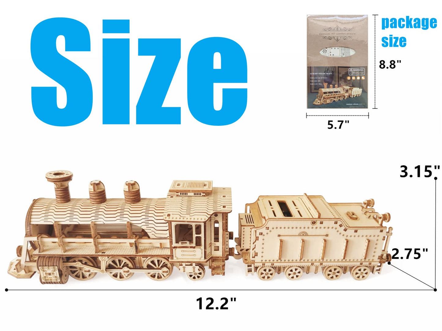 i-CHONY 3D Wooden Steam Train Puzzle Kit – DIY Mechanical Model for Adults & Teens
