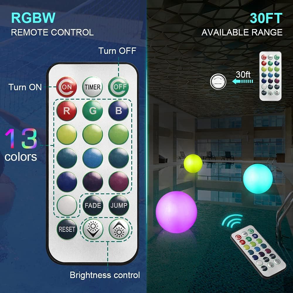ICNICE LED Beach Balls Glow in the Dark – 2 Pack, 16'' Light Up Pool Balls with Remote