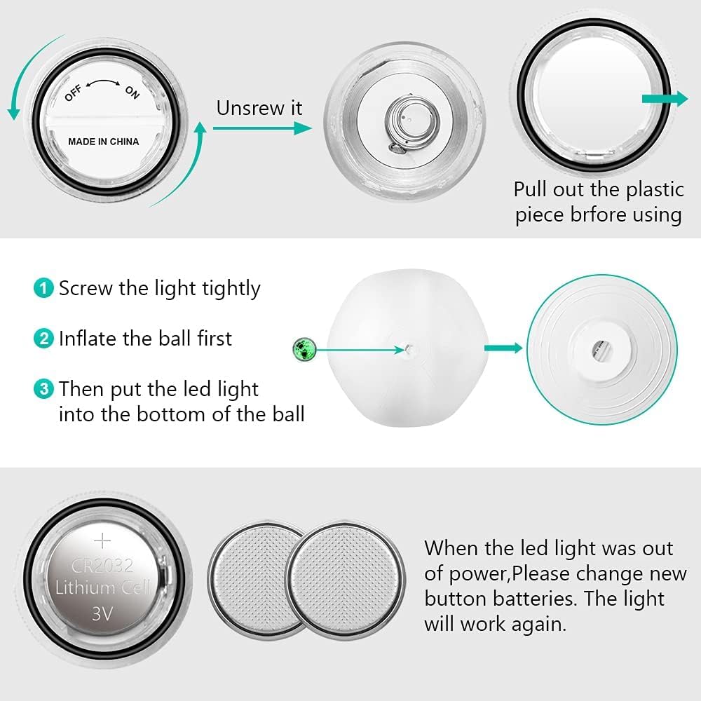 ICNICE LED Beach Balls Glow in the Dark – 2 Pack, 16'' Light Up Pool Balls with Remote