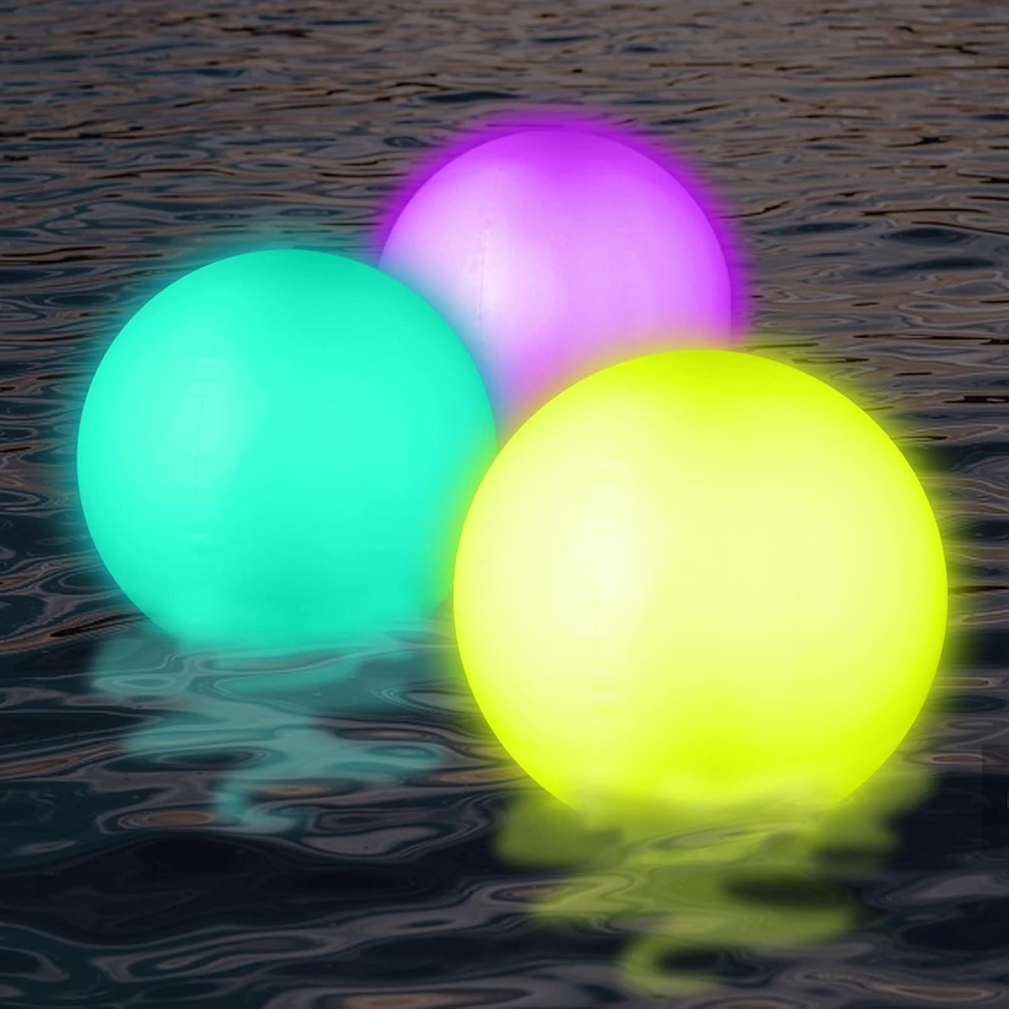 ICNICE LED Beach Balls Glow in the Dark – 2 Pack, 16'' Light Up Pool Balls with Remote