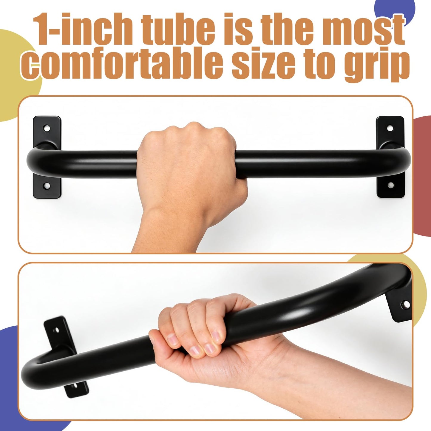 ICokin 6 Pcs Black 17-Inch Metal Playground Safety Handles – Non-Slip Indoor/Outdoor Grab Bars for Kids