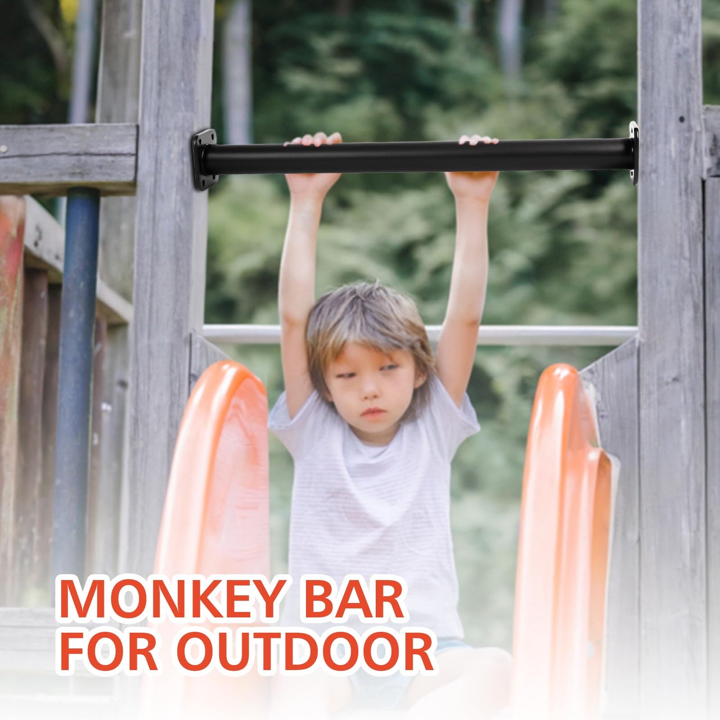 ICokin 16.5-inch Outdoor Monkey Bars – Set of 12, Black Metal, Mounting Plates Included