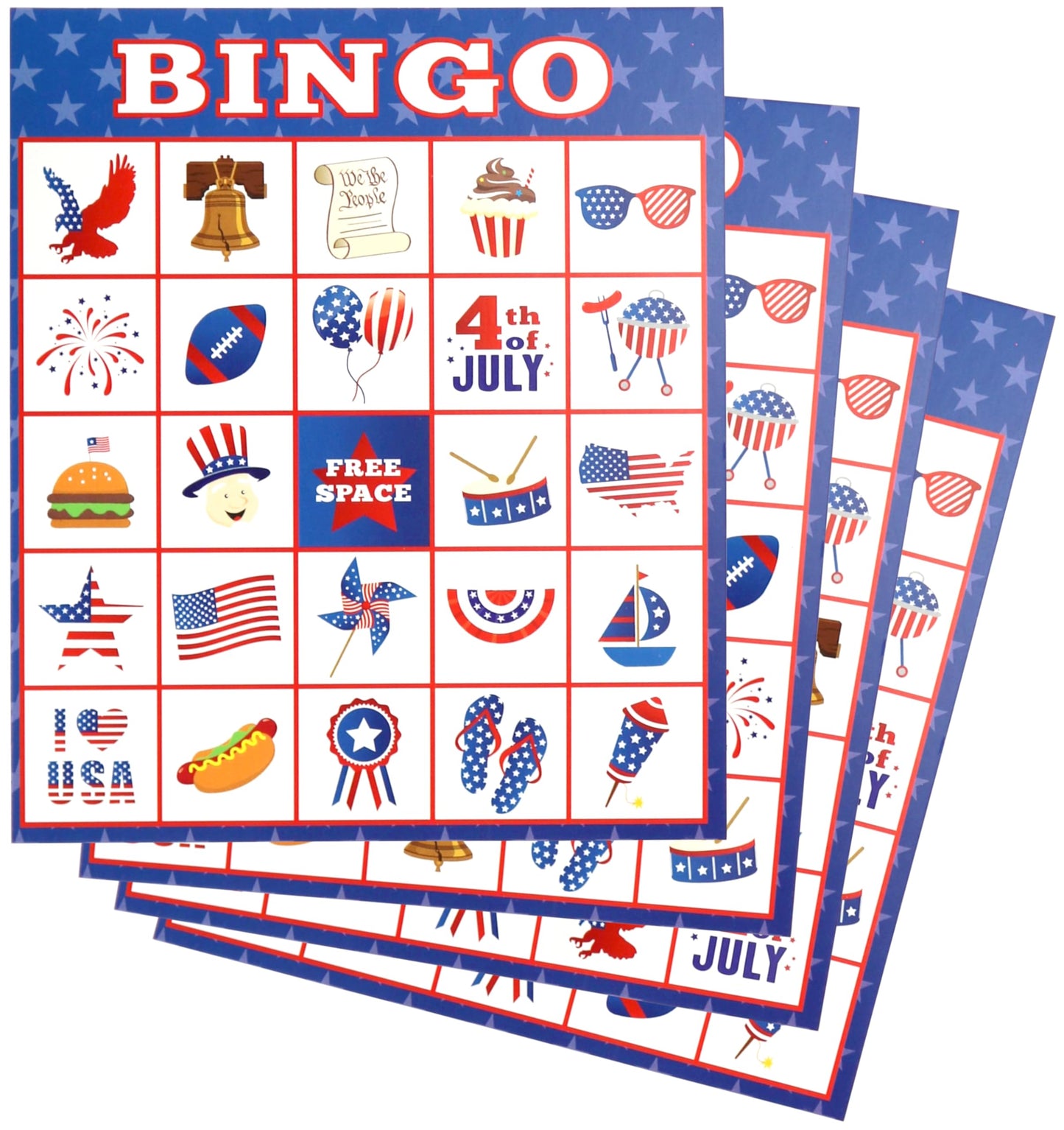Iconikal 32-Player Patriotic Bingo & Pin the Flag Set | 4th of July Fun