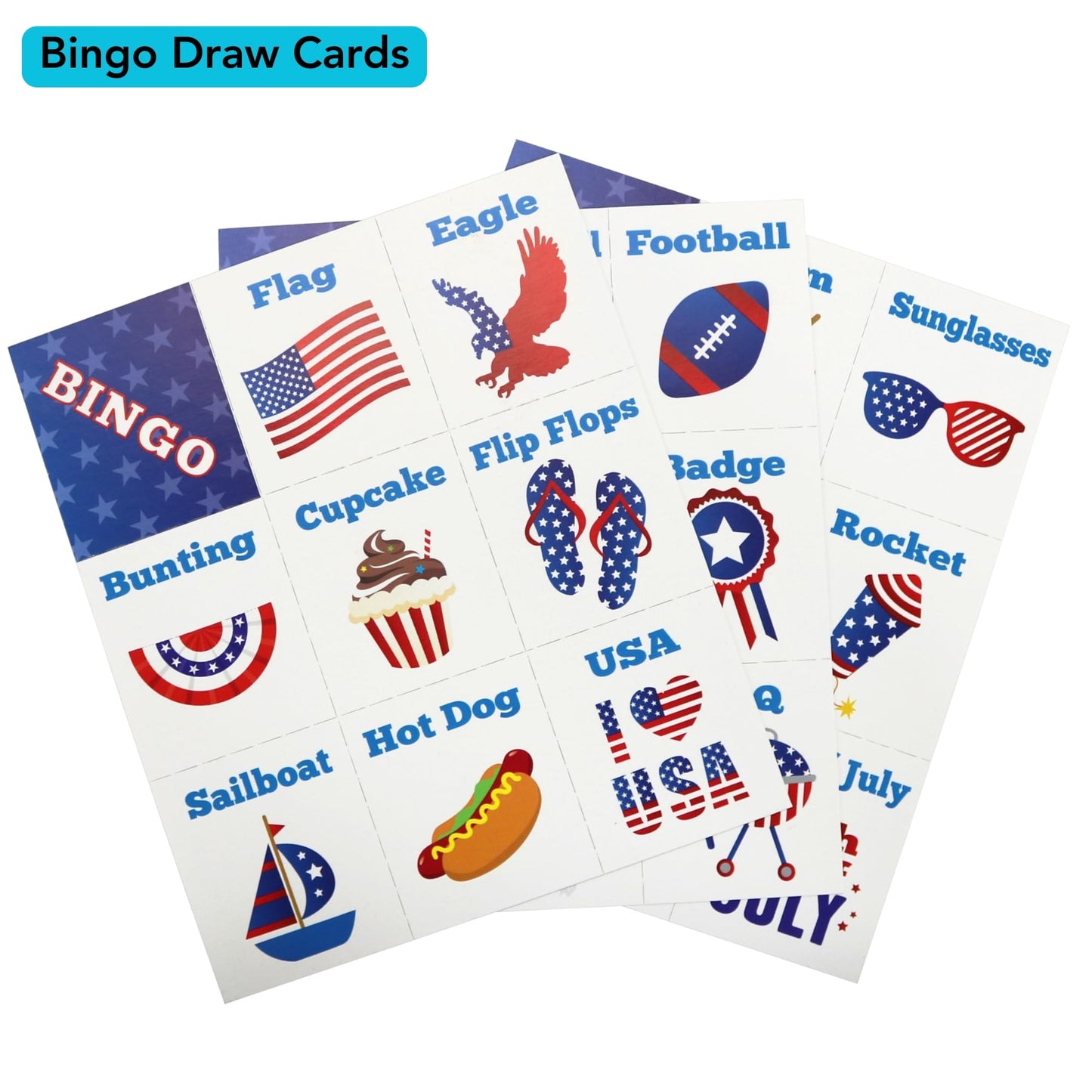 Iconikal 32-Player Patriotic Bingo & Pin the Flag Set | 4th of July Fun