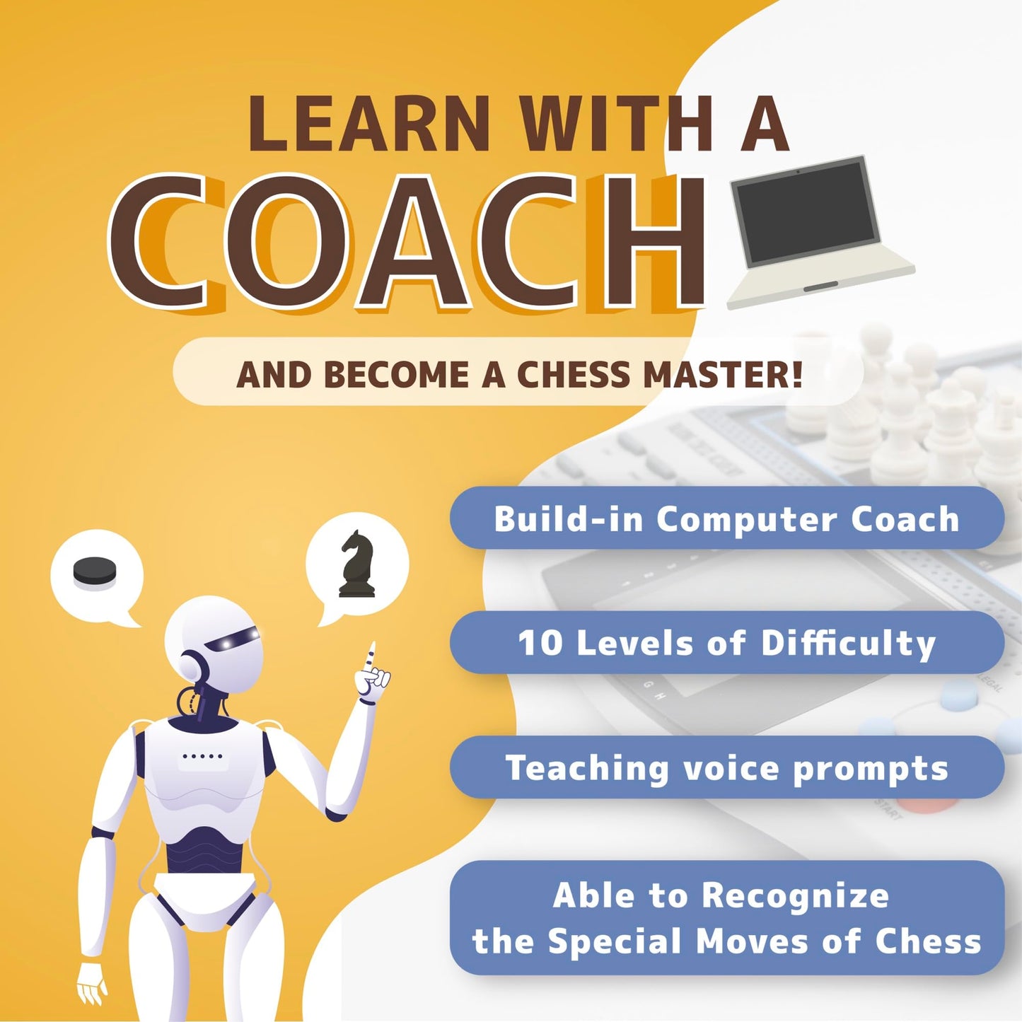 iCore Electronic Chess Set – Talking Coach, 30 Skill Levels for Kids, Beginners & Adults