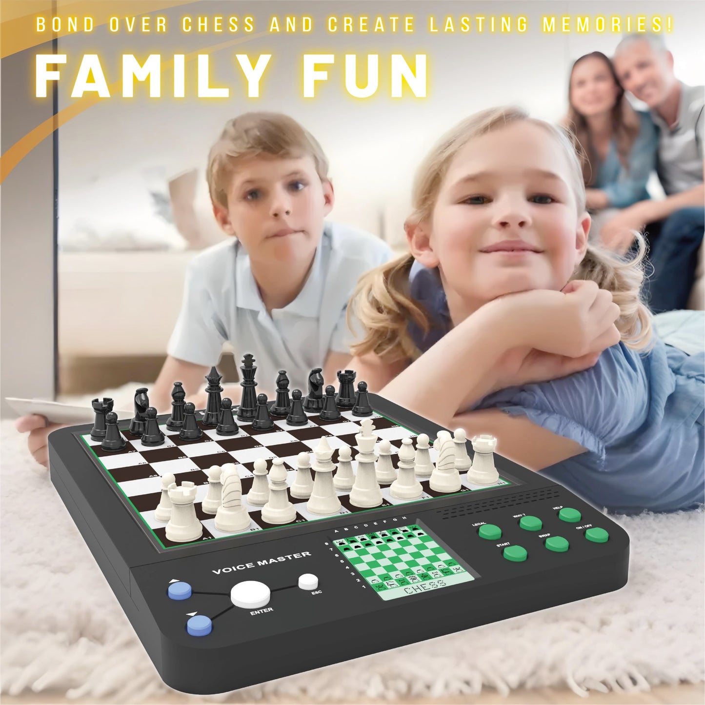 iCore Electronic Chess Set Pro Black – Voice Guide, 30 Levels, 100 Teaching Exercises