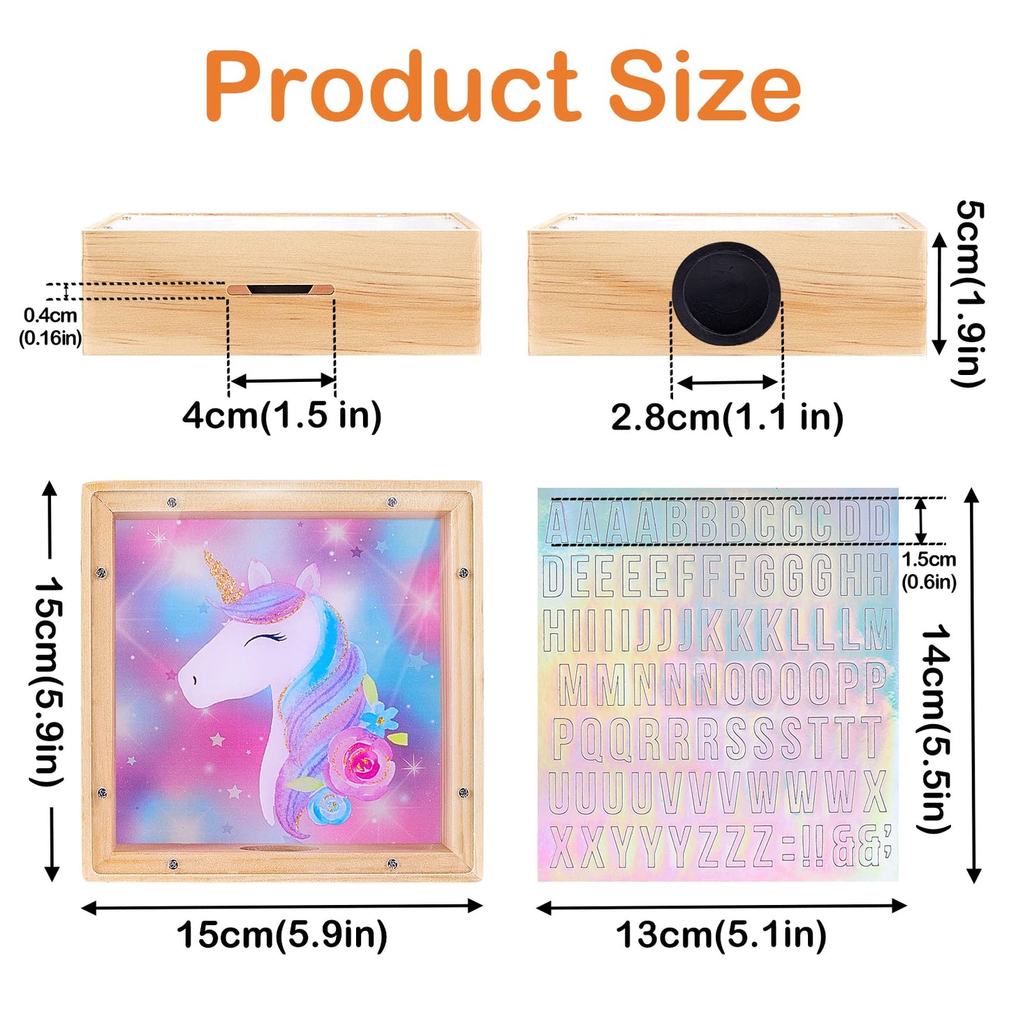 ICOSY Wooden Piggy Bank for Kids – DIY Name Coin Bank with Unicorn & Dinosaur